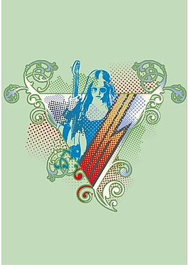 印花矢量圖 人物 女人 花紋 花邊 免費素材