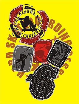印花矢量圖 人物 運動 滑板 文字 免費素材