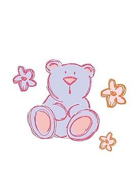 印花矢量圖 可愛卡通 卡通動物 熊 花朵 免費(fèi)素材