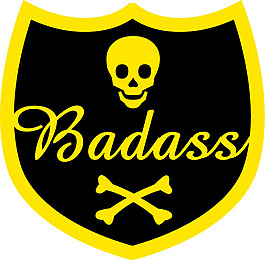 位圖 英文 badass 黑色 黃色 免費(fèi)素材