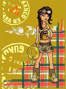 印花矢量圖 時(shí)尚休閑女裝 抽象 人物 免費(fèi)素材