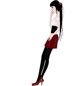 位圖 少女 黑色 白色 紅色 免費(fèi)素材