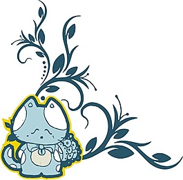 印花矢量圖 可愛卡通 卡通動(dòng)物 藍(lán)色 女童 免費(fèi)素材
