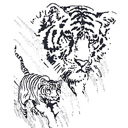 印花矢量圖 動物 老虎 色彩 青色 免費素材