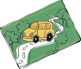 印花矢量圖 可愛卡通 卡通交通工具 汽車 道路 免費(fèi)素材