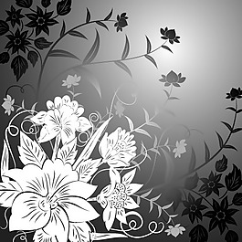 印花矢量圖 優(yōu)雅植物 色彩 黑色 白色 免費素材