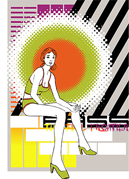 印花矢量圖 人物 女人 色彩 綠色 免費(fèi)素材
