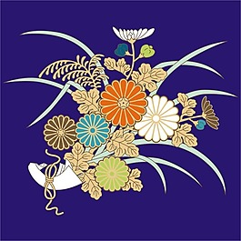 印花矢量圖 優(yōu)雅植物 色彩 青色 花紋 免費素材