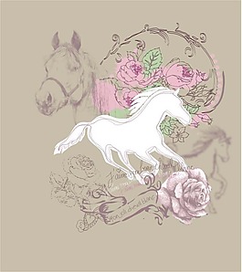 印花矢量圖 動(dòng)物 馬 文字 英文 免費(fèi)素材
