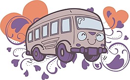 印花矢量圖 可愛卡通 交通工具 汽車 色彩 免費素材