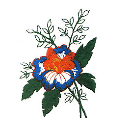 繡花 花卉 色彩 藍(lán)色 綠色 免費素材