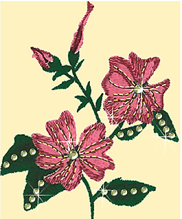 繡花 花卉 色彩 綠色 黃色 免費(fèi)素材