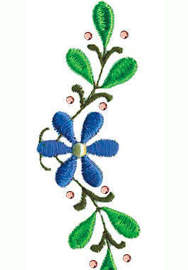 繡花 花卉 色彩 綠色 藍(lán)色 免費(fèi)素材