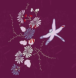 印花矢量圖 色彩 紅色 紫色 花紋 免費(fèi)素材
