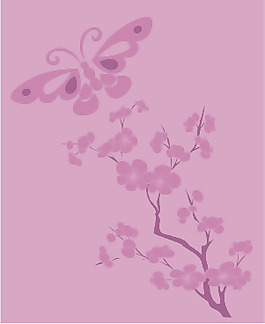 印花矢量圖 樹 色彩 紫色 花紋 免費素材