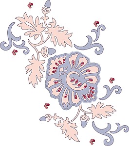 印花矢量圖 毛衫印花 優(yōu)雅植物 色彩 寶石藍(lán)色 免費(fèi)素材