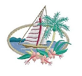 繡花 交通工具 帆船 色彩 藍(lán)色 免費(fèi)素材