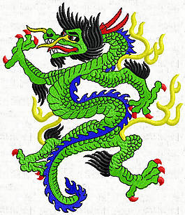 繡花 動物 龍 色彩 綠色 免費(fèi)素材