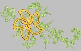 繡花 植物花卉 色彩 灰色 黃色 免費素材