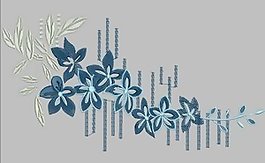 繡花 植物花卉 色彩 灰色 藍(lán)色 免費(fèi)素材