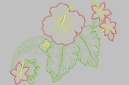 繡花 植物花卉 色彩 灰色 紅色 免費素材