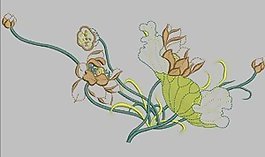 繡花 植物花卉 色彩 灰色 綠色 免費素材