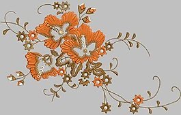 繡花 植物花卉 色彩 灰色 橙色 免費素材