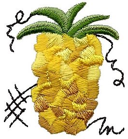 绣花 水果 菠萝 色彩 黄色 免费素材
