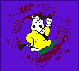 印花矢量圖 動(dòng)物 牛 色彩 寶石藍(lán)色 免費(fèi)素材