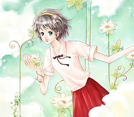 位圖 插畫 卡通插畫 卡通人物 少女 免費素材