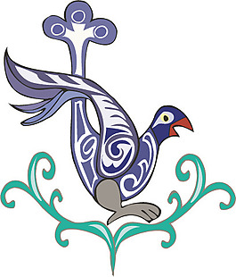 印花矢量圖 動物 鳥類 色彩 綠色 免費素材