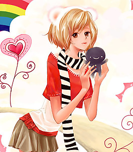 位圖 插畫 卡通插畫 卡通人物 少女 免費素材