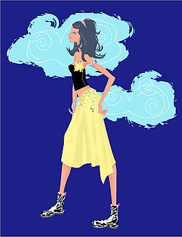 印花矢量圖 插畫(huà) 人物 女人 色彩 免費(fèi)素材