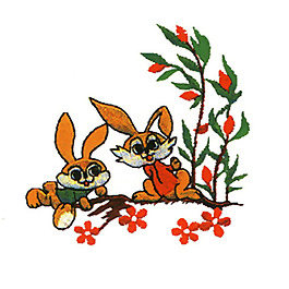 繡花 動物 兔子 色彩 黃色 免費素材