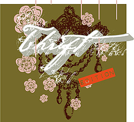 印花矢量圖玫瑰花 文字 英文 花紋 色彩 免費(fèi)素材