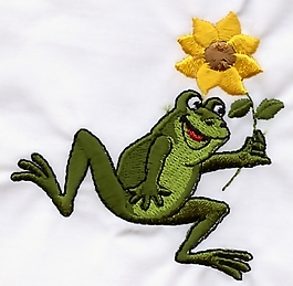 繡花 動物 青蛙色彩 褐色 黃色 免費素材