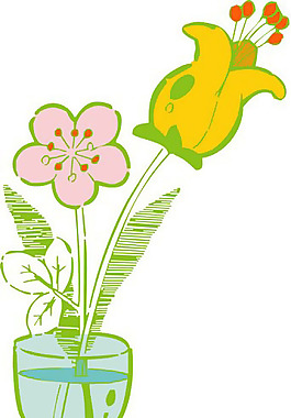 位圖 色彩 卡通植物 花卉 少女裝印花 免費素材