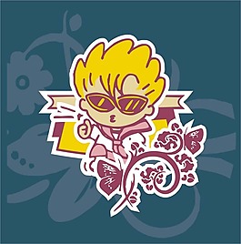 印花矢量圖 可愛(ài)卡通 卡通人物 男孩 色彩 免費(fèi)素材