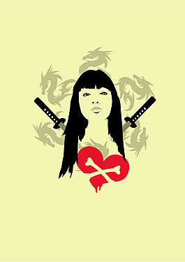 印花矢量圖 人物 女人 彩色 黃色 免費素材
