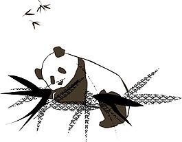 印花矢量圖 動物 熊貓 竹子 色彩 免費素材