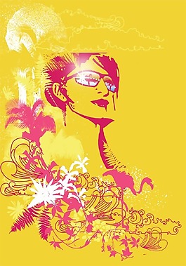 位圖 人物 女人 色彩黃色 粉紅色 免費(fèi)素材