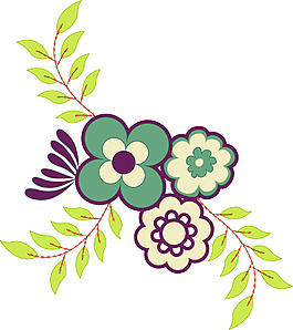印花矢量圖 樹 草 花朵 色彩 免費素材