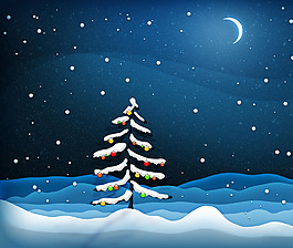位圖 冬天 雪花 圣誕樹 月亮 免費素材