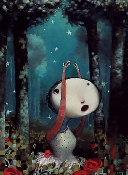 位圖 人物 少女 插畫 夜空 免費(fèi)素材
