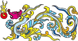 印花矢量圖 動物 龍 色彩 黃色 免費素材