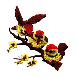 绣花 动物 鸟类 梅花 树枝 免费素材