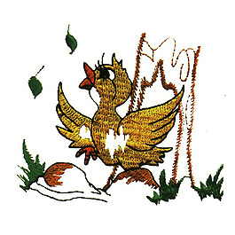 繡花 動物 鳥類 卡通 葉子 免費素材
