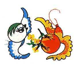 繡花 動物 鳥類 果實 家紡 免費素材