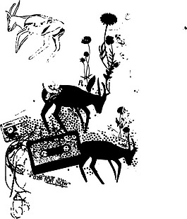 印花矢量圖 動物 麋鹿 色彩 黑色 免費素材