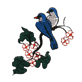 绣花 动物 鸟类 树枝 梅花 免费素材